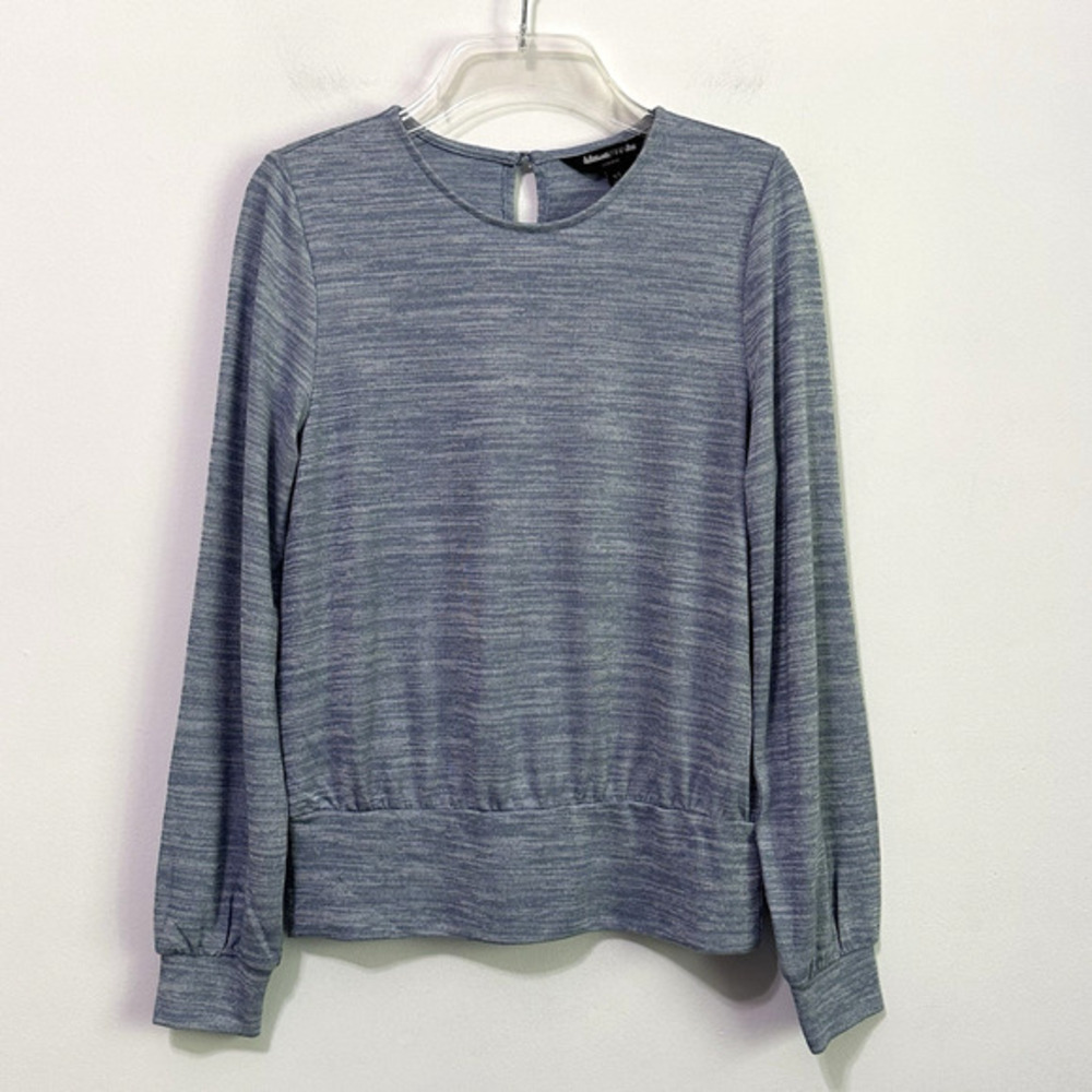 Banana Republic‎ Sweater XS Luxespun Lightweight Heathered Blue Band Hem Button